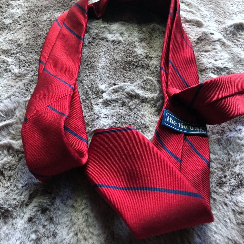 2x Tie Bar Delta Stripe Ties, super skinny, silk - Picture 6 of 15